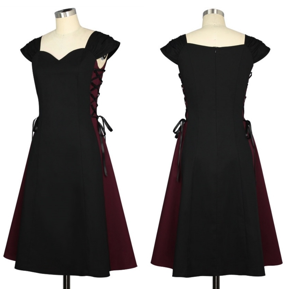 Gothic Pinup Lace Up Sides Cosplay Steampunk Dress